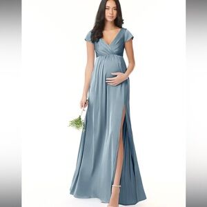 Azazie Blue Maxi Maternity Dress